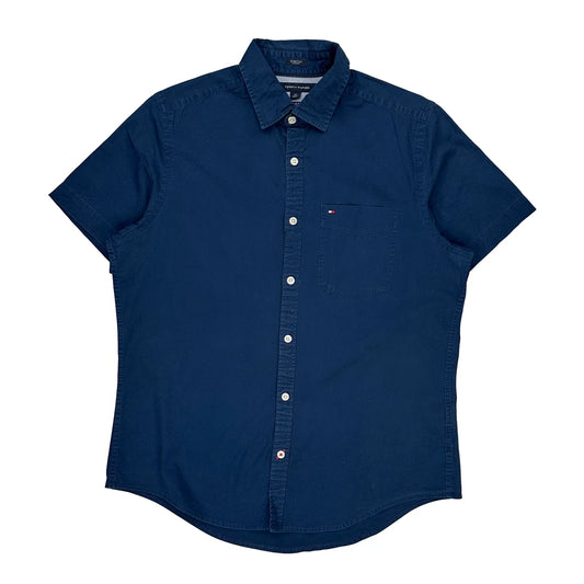 Tommy Hilfiger Slim Fit Short Sleeve Shirt - Small Blue Cotton