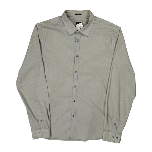 Armani Exchange Striped Shirt - Large Grey Cotton