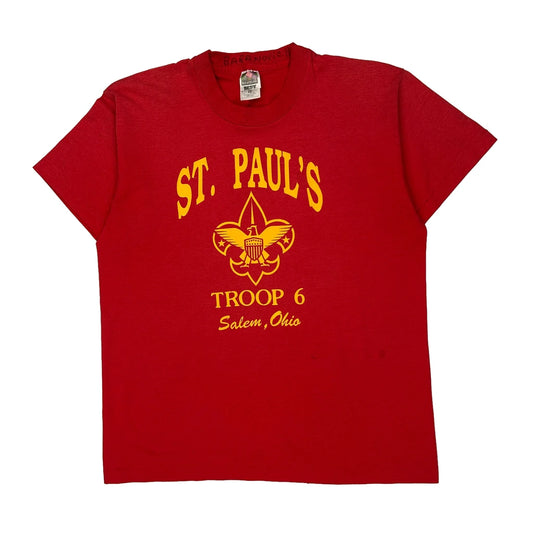 Boy Scouts Fruit Of The Loom Graphic T-Shirt - Large Red Cotton Blend