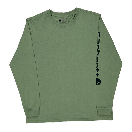 Carhartt Long Sleeve T-Shirt - Large Green Cotton Blend