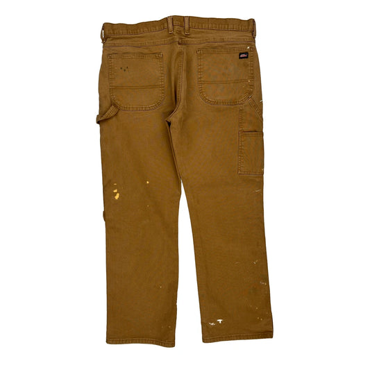 Dickies Cargo Carpenter Trousers - 39W 31L Brown Cotton