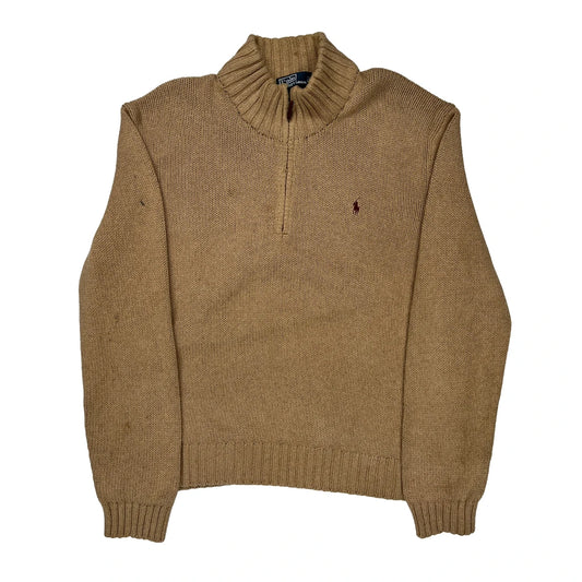 Polo By Ralph Lauren 1/4 Zip - 2XL Beige Cotton