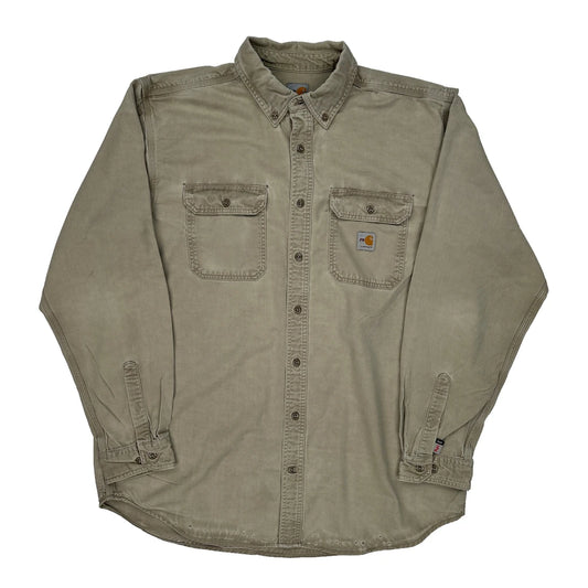 Carhartt Shirt - XL Khaki Cotton Blend