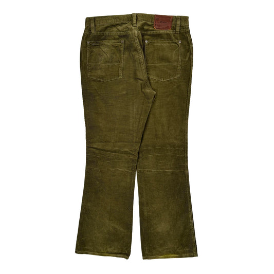 Vintage Polo By Ralph Lauren Cord Trousers - 34″ Waist Green Cotton