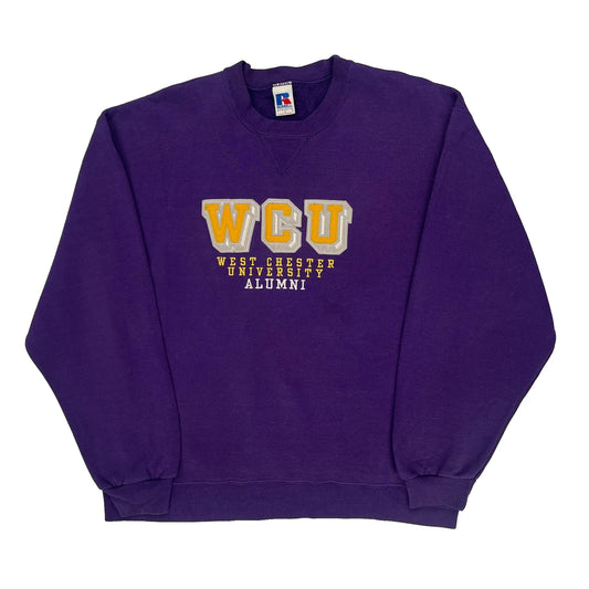 West Chester University Alumni Russell Athletic College Sweatshirt - Large Purple Cotton