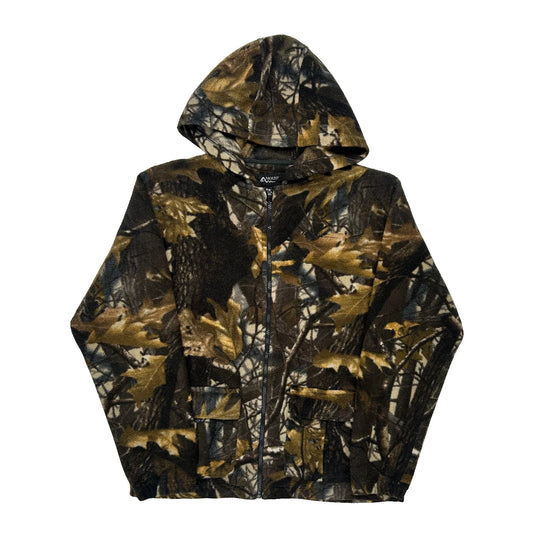 Vintage Age 14-16 Mountain Ridge Camo Fleece - Large Brown Polyester