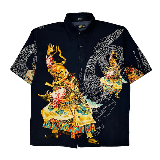 Boom X Graphic Hawaiian Shirt - 2XL Navy Polyester