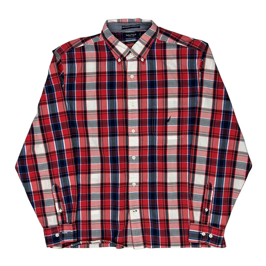 Vintage Nautica Checked Shirt - Large Red Cotton