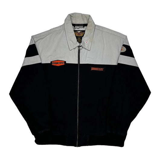 Vintage An American Legend Harley Davidson Bomber Jacket - Medium Black Cotton