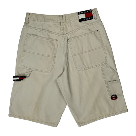 Vintage Tommy Jeans Carpenter Shorts - 32W 11L Beige Cotton