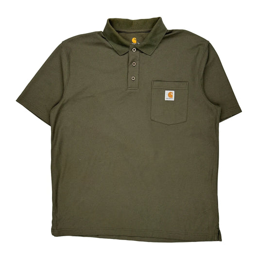 Carhartt Polo Shirt - Large Green Cotton
