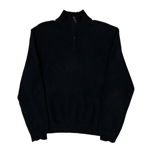 Vintage Polo By Ralph Lauren 1/4 Zip - XL Black Wool