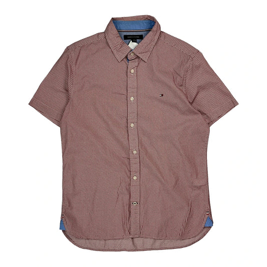Tommy Hilfiger Slim Fit Short Sleeve Shirt - Medium Red Cotton