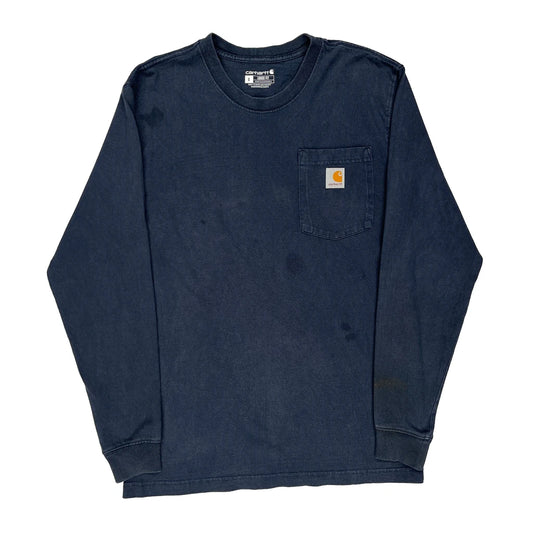 Carhartt Long Sleeve T-Shirt - Small Blue Cotton