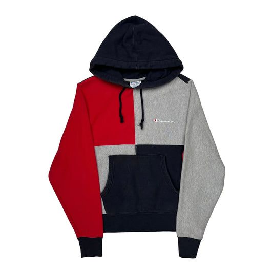Vintage Reverse Weave Champion Hoodie - Small Multicoloured Cotton Blend