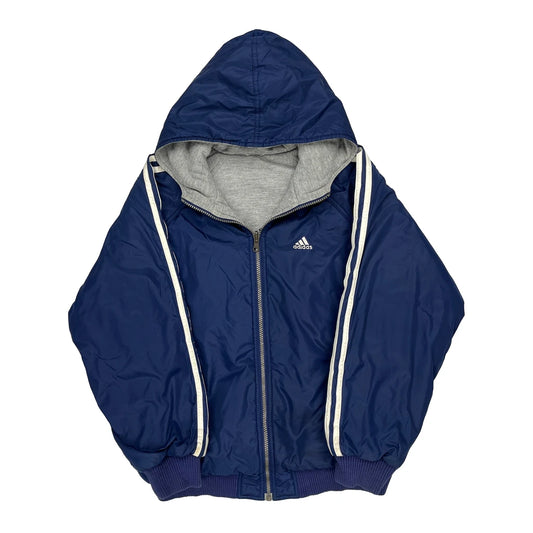 Adidas Windbreaker - Large Blue Polyester