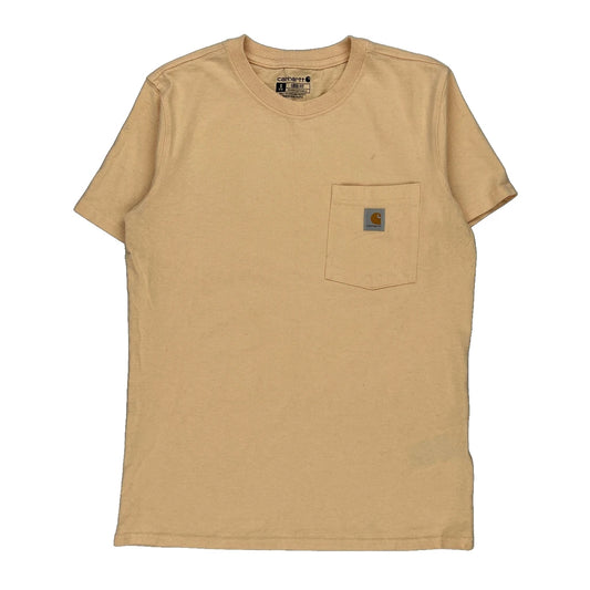 Carhartt T-Shirt - Small Beige Cotton Blend