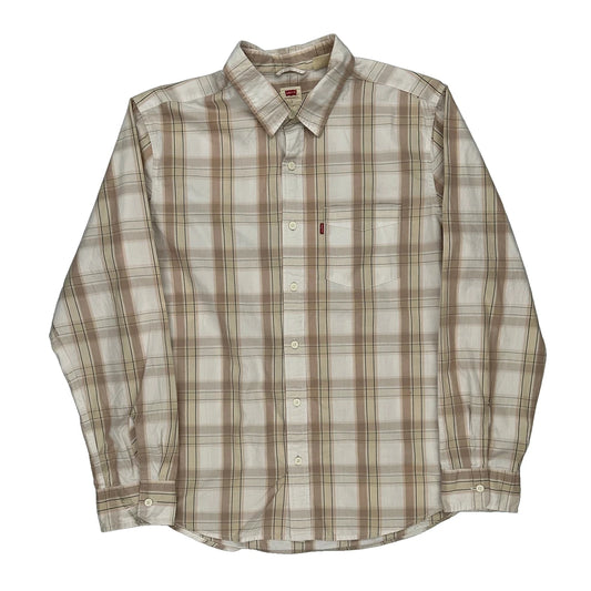 Standard Levis Checked Shirt - Large Beige Cotton
