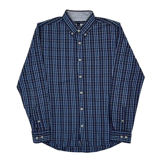 Vintage Tommy Hilfiger Checked Shirt - Medium Blue Cotton