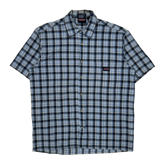 Vintage Dickies Checked Short Sleeve Shirt - Large Blue Cotton Blend