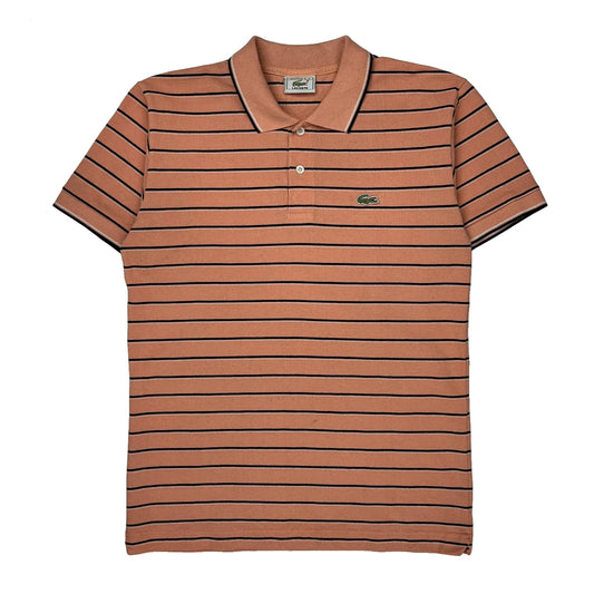 Lacoste Striped Polo Shirt - Medium Pink Cotton