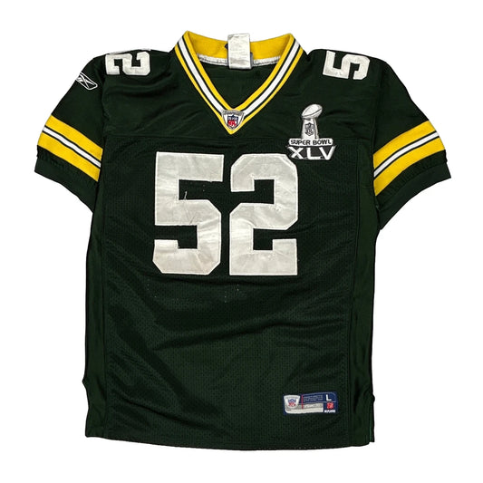 Green Bay Packers, Age 14-16 Reebok Football Jersey - Large Green Polyester