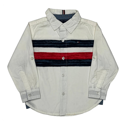 Vintage Age 3 Tommy Hilfiger Striped Shirt - XS White Cotton