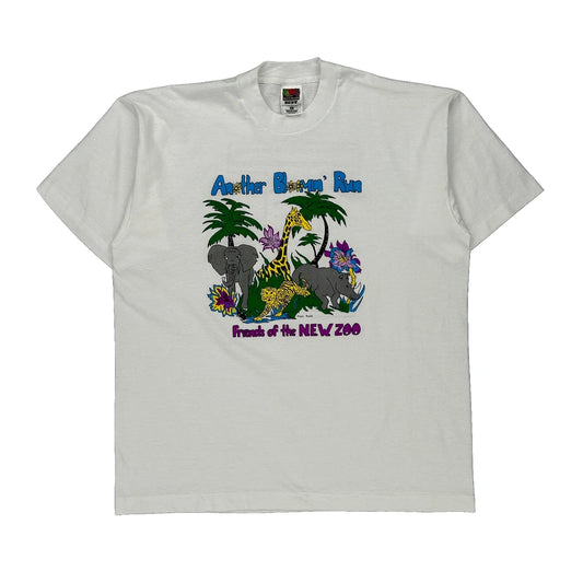 Single Stitch Fruit Of The Loom Graphic T-Shirt - XL White Cotton Blend