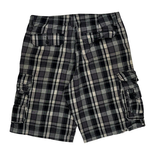 Lee Checked Cargo Shorts - 32W 10L Grey Cotton