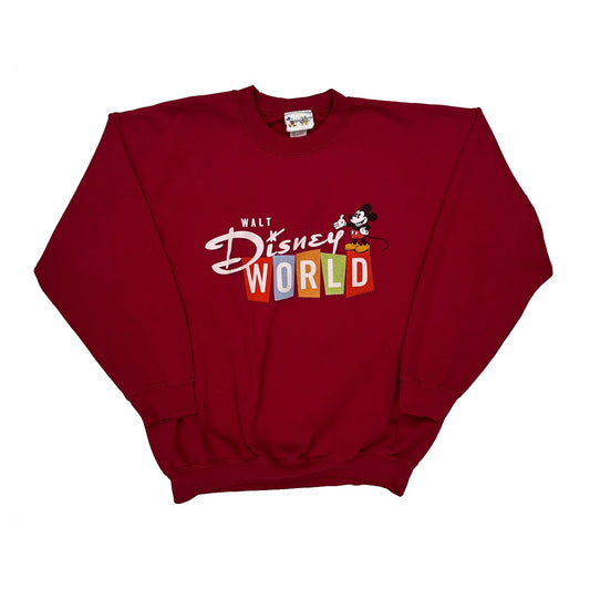 Vintage Walt Disney World Disney Graphic Sweatshirt - Large Red Cotton Blend