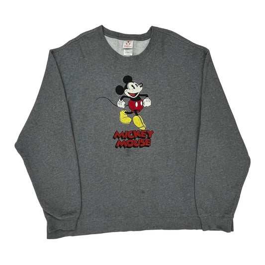 Mickey Mouse Disney Cartoon Sweatshirt - XL Grey Cotton Blend