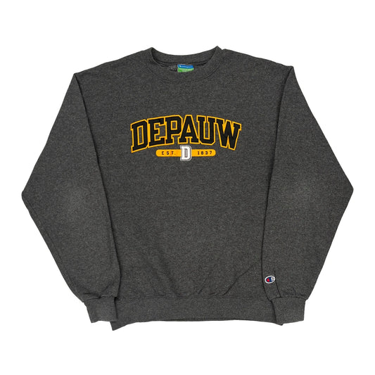 Depauw University Champion College Sweatshirt - Medium Grey Cotton Blend
