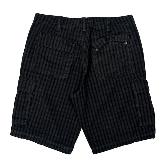 Vintage Bc Clothing Striped Cargo Shorts - 34W 12L Black Cotton