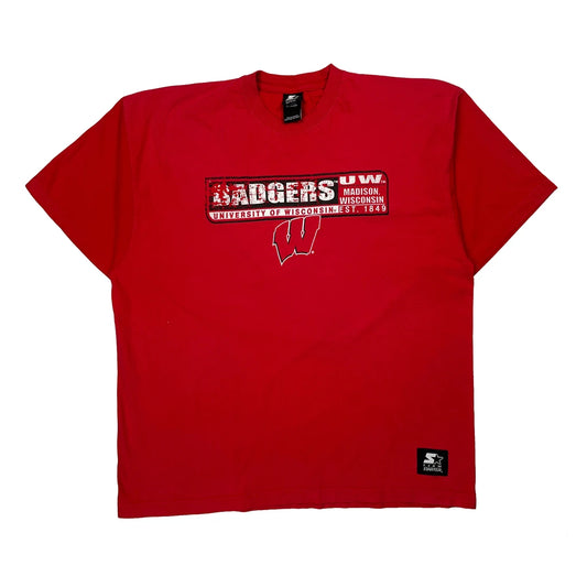 University Of Wisconsin Badgers Starter College T-Shirt - XL Red Cotton