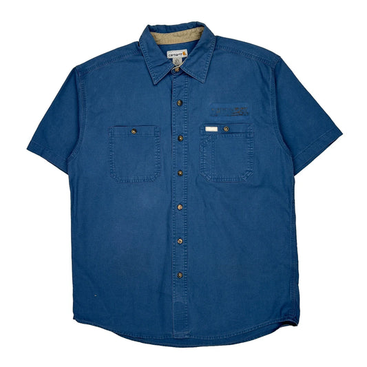 Carhartt Short Sleeve Shirt - Large Blue Cotton