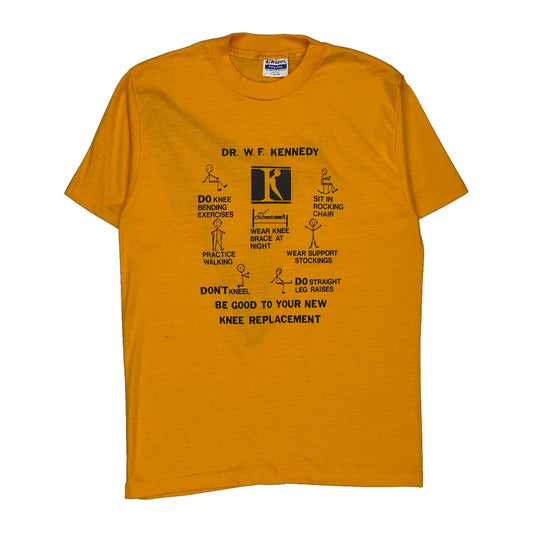 Made In USA Single Stitch Hanes T-Shirt - Large Yellow Cotton Blend