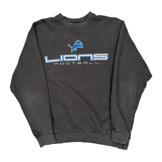 Lions Nfl Football Sweatshirt - Large Grey Cotton Blend