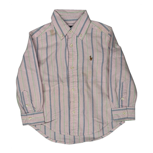 Vintage Age 2 Polo By Ralph Lauren Striped Shirt - 2XS Pink Cotton