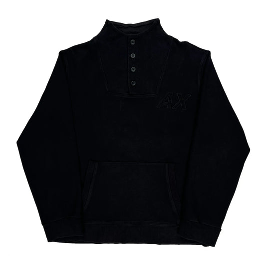Vintage Ax Logo Armani Exchange Jumper - Large Black Cotton