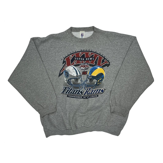 Vintage Super Bowl Xxxiv Logo Athletics Graphic Sweatshirt - 2XL Grey Cotton Blend