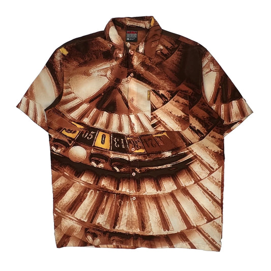 Fubu Graphic Short Sleeve Shirt - 2XL Brown Cotton