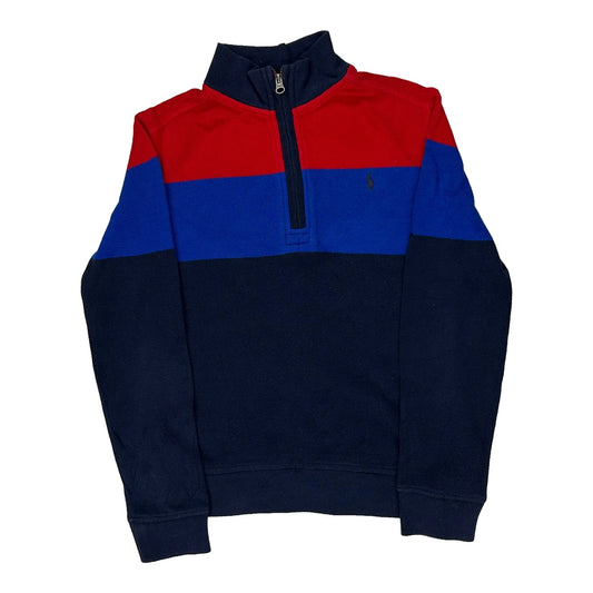 Polo By Ralph Lauren Striped 1/4 Zip - XS Blue Cotton