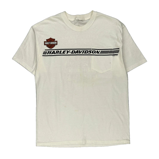 Motorcycles Harley Davidson Graphic T-Shirt - Large White Cotton