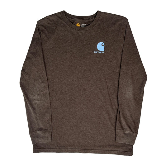 Carhartt Graphic Long Sleeve T-Shirt - Large Brown Cotton