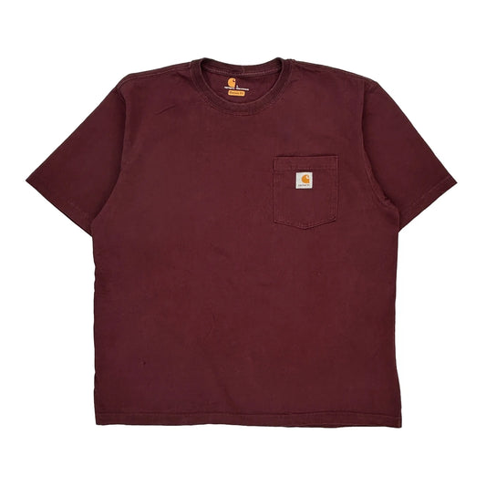 Carhartt T-Shirt - Large Burgundy Cotton