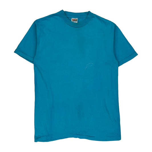 Blank Blue Wave Single Stitch T-Shirt - Large Blue Cotton
