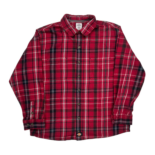 Vintage Dickies Checked Flannel Shirt - 2XL Red Cotton