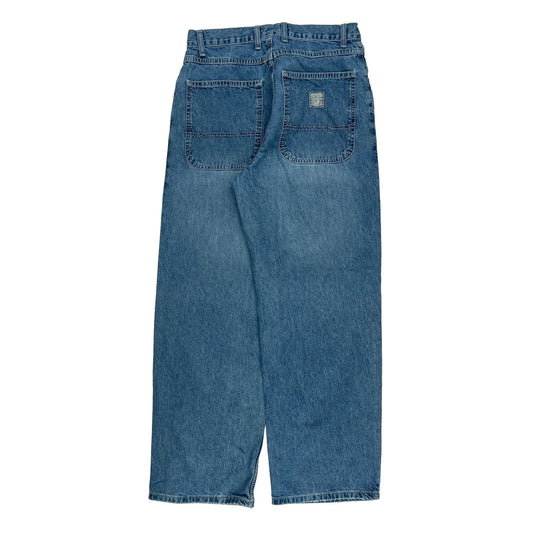 Bull Head Wide Leg Jeans - 29W 30L Blue Cotton