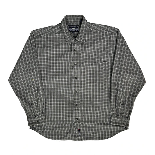 Vintage Levis Checked Shirt - XL Grey Cotton
