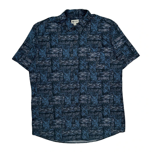 Haggar Short Sleeve Shirt - Large Blue Cotton